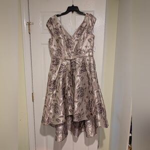 Oleg Cassini Metallic Blush Pink Hi Low Dress Brand New Size 14